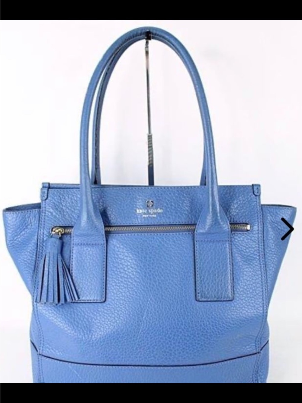 Kate Spade Periwinkle Pebbled Leather Tote with Tassel